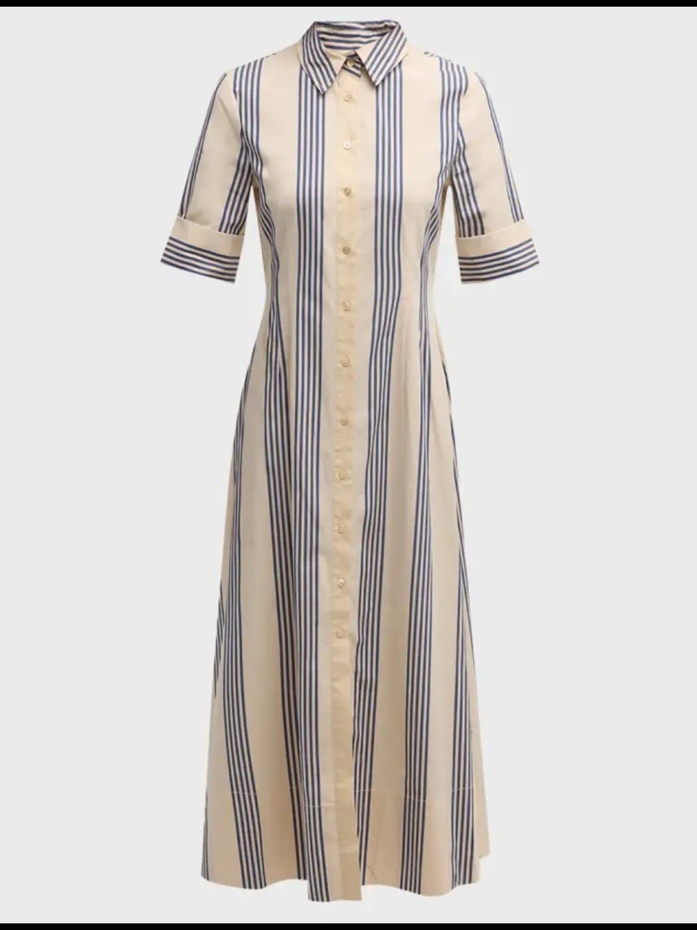Rachel Zoe Striped Button-Front Shirt Dress in Cream and Navy S